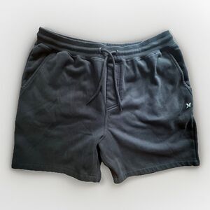 Hurley Fleece Short Black Mens Size Medium Drawstring Pockets Sweatshorts